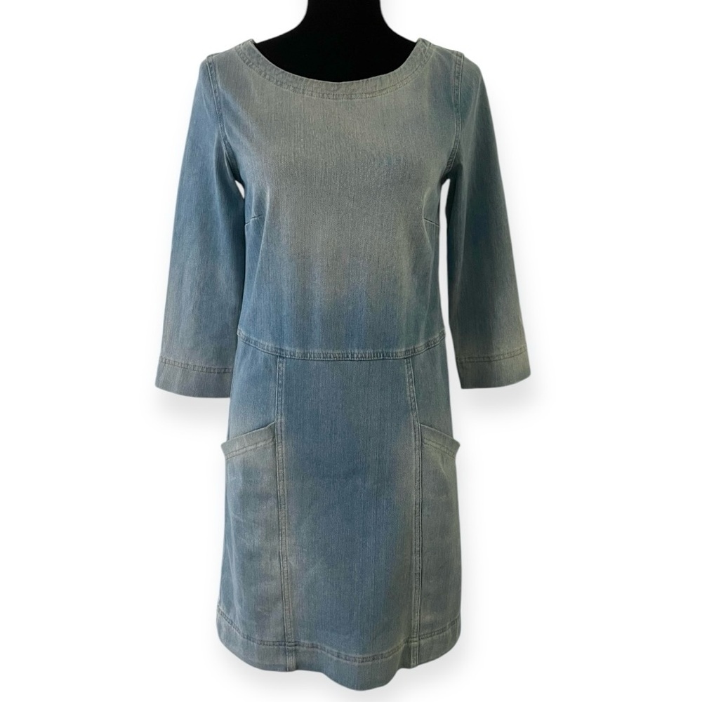 Anthropologie Adriano Goldschmied Dreamknit Cocoon denim a-line dress blue S - Picture 3 of 8